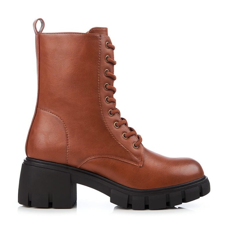 Cizme clasice maro Shelovet cu siret cu toc inalt