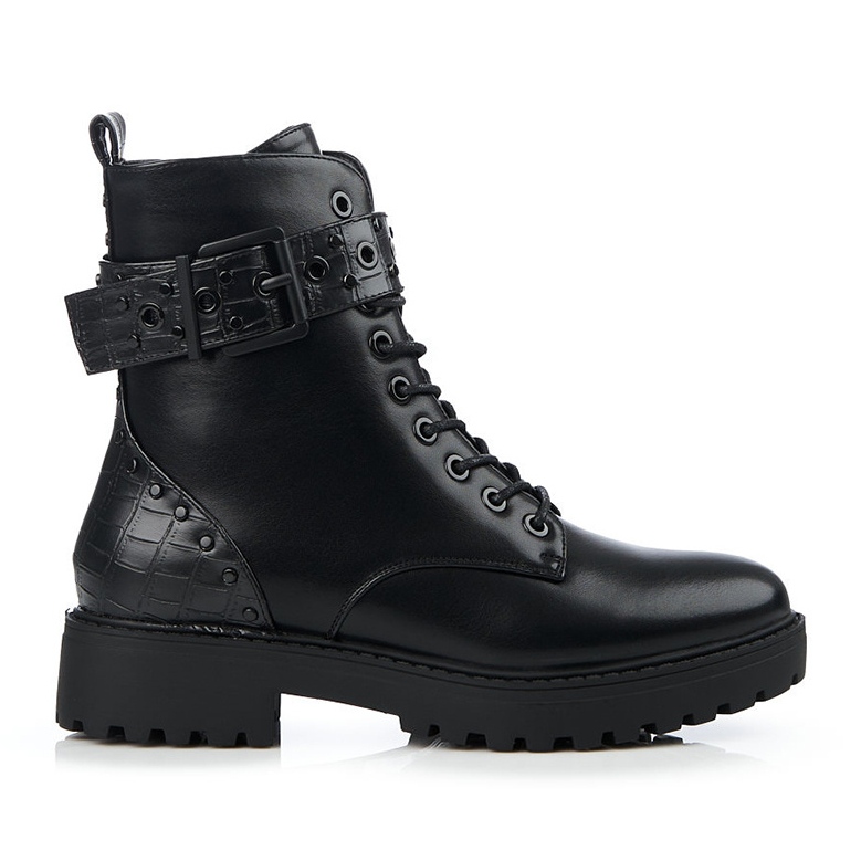 Lucrători Shelovet pentru femei cu toc plat negru