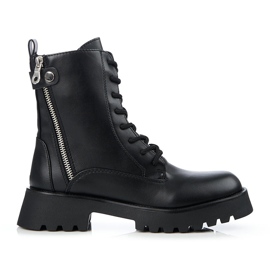Lucrători negre pentru femei, cu fermoar Shelovet decorativ negru Lucrători negre pentru femei, cu fermoar Shelovet decorativ negru