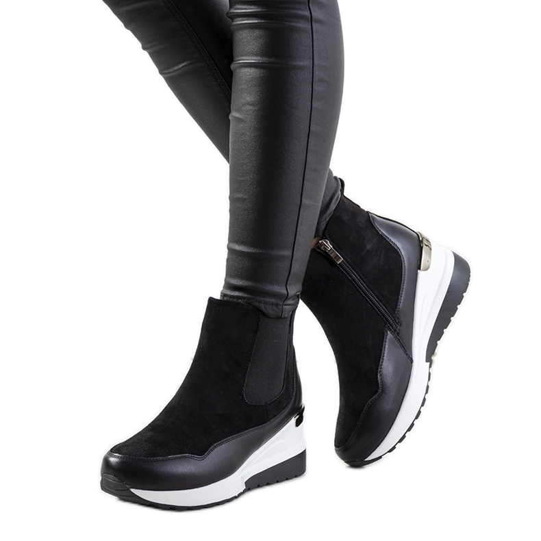 BM Cizme cu pană izolate Arkala negre negru