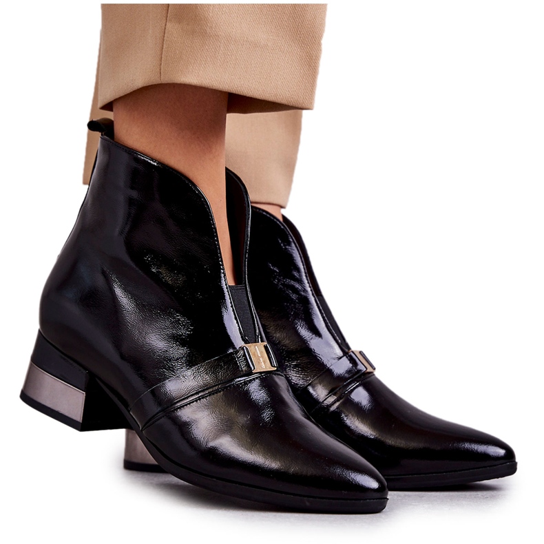 Cizme din piele cu toc plat Laura Messi 2268 negru