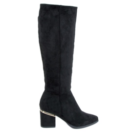 Cizme Heather Black cu toc inalt negru Cizme Heather Black cu toc inalt negru