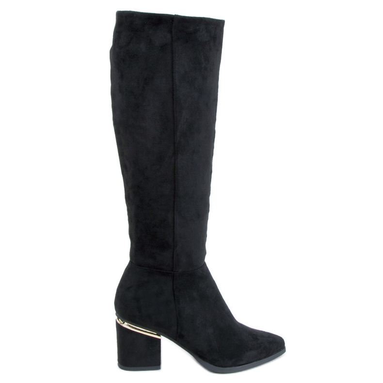 Cizme Heather Black cu toc inalt negru