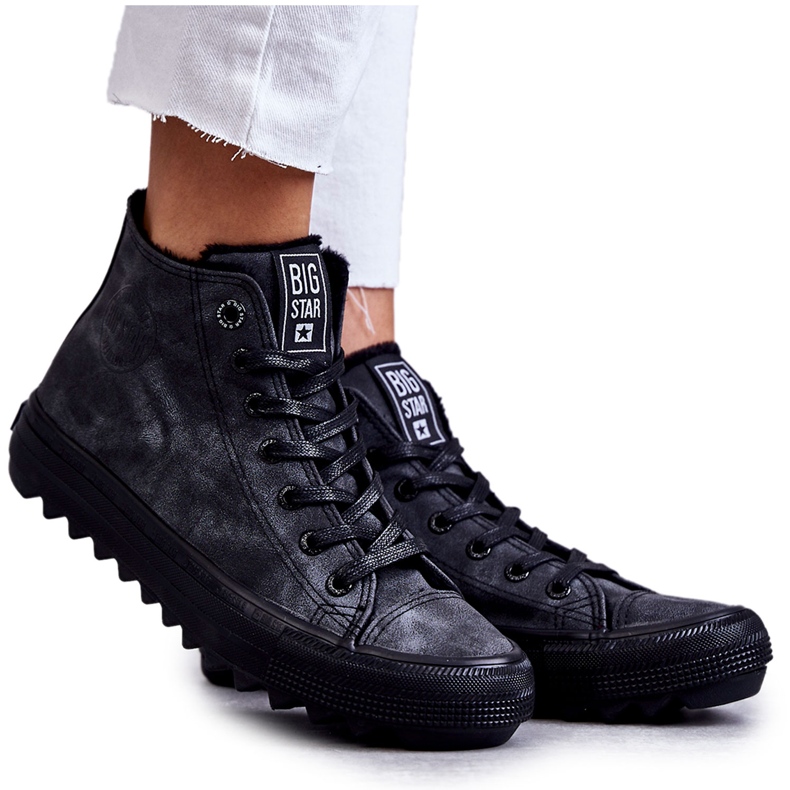 Adidași pentru femei Big Star High Warmed Black GG274069 negru