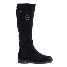 W. Potocki Cizme de dama din piele intoarsa cu toc plat de la Potocki negru W. Potocki Cizme de dama din piele intoarsa cu toc plat de la Potocki negru