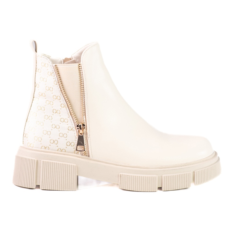 Cizme Chelsea de damă bej pe platforma Shelovet