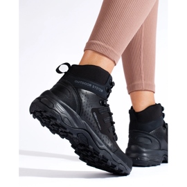 Pantofi de trekking de damă confortabili, cu căptușeală înaltă DK neagră negru