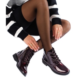 W. Potocki Cizme Potocki de dama cu dantela bordeaux din piele lacuita roșu W. Potocki Cizme Potocki de dama cu dantela bordeaux din piele lacuita roșu