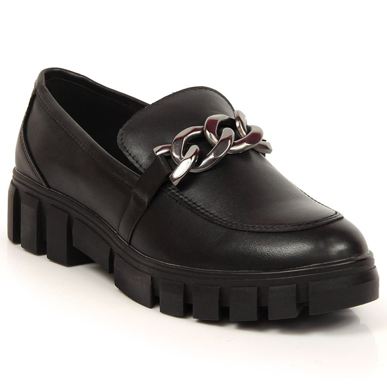 Mocasini de dama pe platforma cu lant negru Sergio Leone