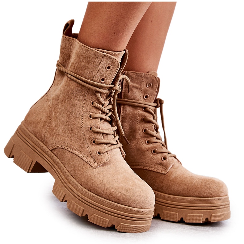 PS1 Botine din piele intoarsa Camel Marley maro