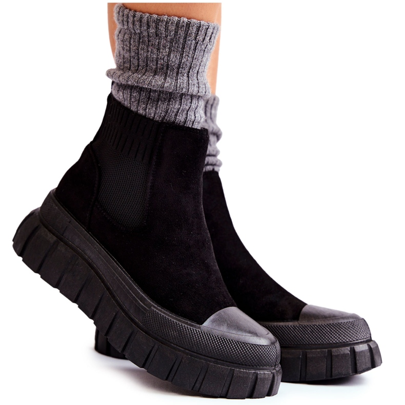 FB2 Cizme la modă cu slip-on pe platforma neagră Jenna negru FB2 Cizme la modă cu slip-on pe platforma neagră Jenna negru