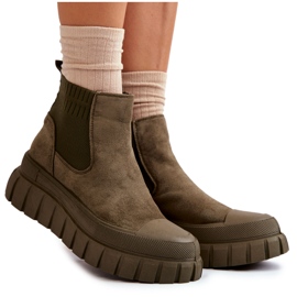 FB2 Cizme la modă cu slip-on pe platforma verde Jenna maro FB2 Cizme la modă cu slip-on pe platforma verde Jenna maro