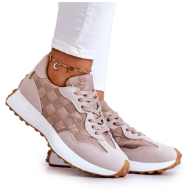 Pantofi sport legați bej pentru femei Pantofi sport legați bej pentru femei