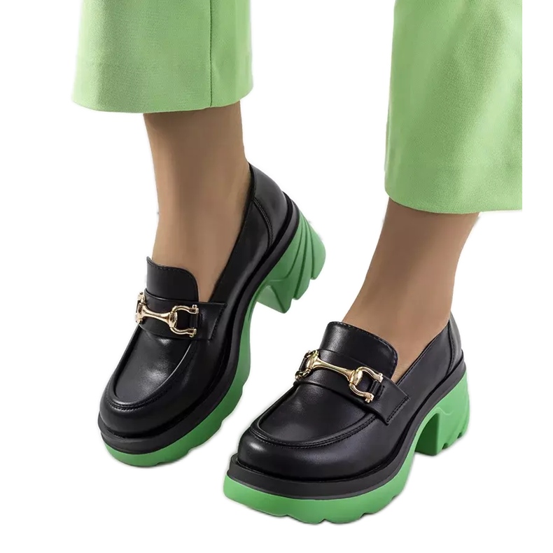 Brogues negri pe talpă verde Korgal negru