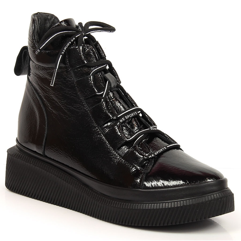 Cizme de dama izolate lacuite din piele Artiker HBH36 negru