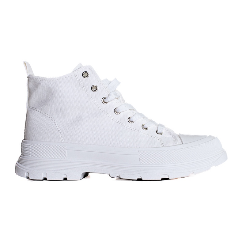 Tenisi albi de damă înalți cu șireturi pe platforma Shelovet