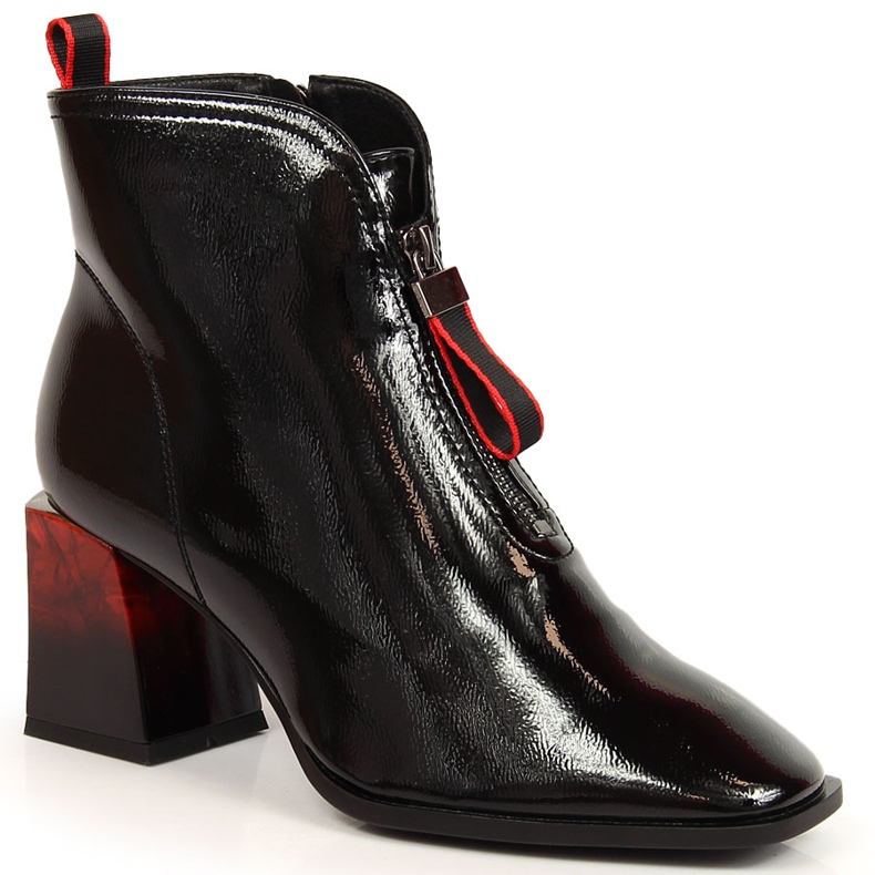 S.Barski Cizme izolate de dama lacuite cu toc decorativ S. Bararski OLI183 negru