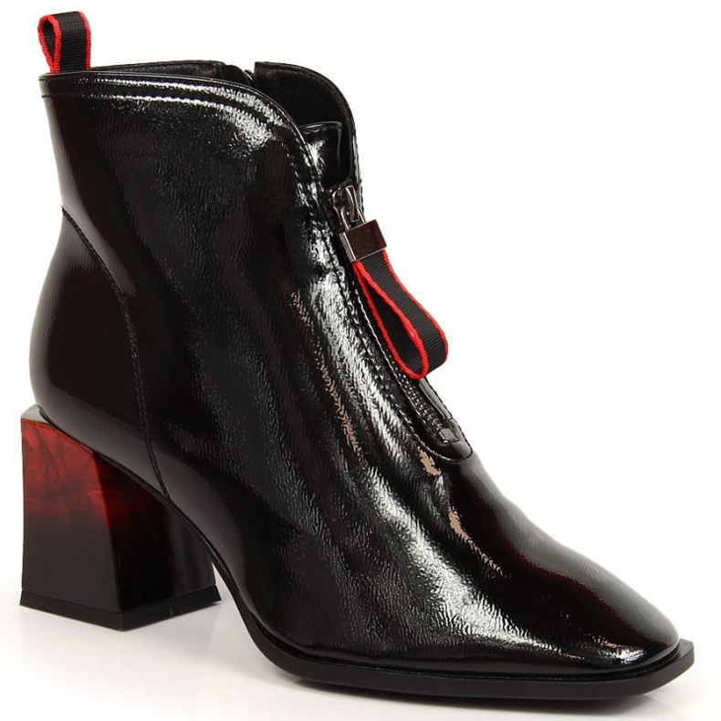 S.Barski Cizme lacuite calde cu toc decorativ S. Bararski W OLI183 negru