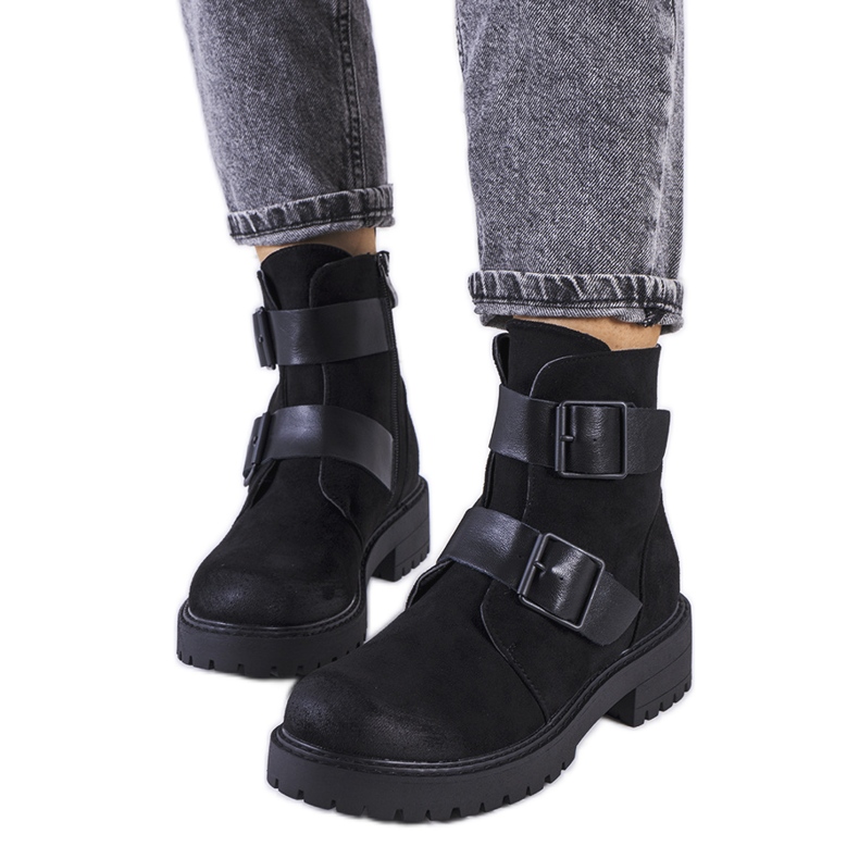 Cizme negre din piele intoarsa ecologica de la Leurbost negru Cizme negre din piele intoarsa ecologica de la Leurbost negru