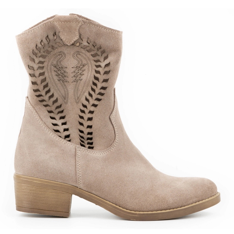 Olivier Cizme de dama ajurate cu toc inalt Angela bej Olivier Cizme de dama ajurate cu toc inalt Angela bej