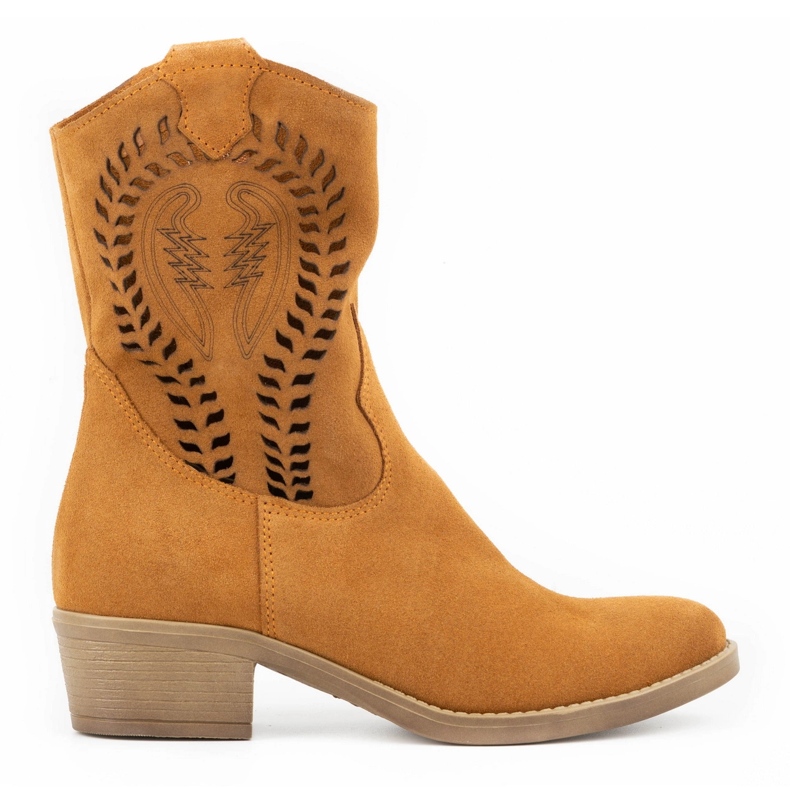 Olivier Cizme roșii Angela, ajurate, cu toc înalt portocale