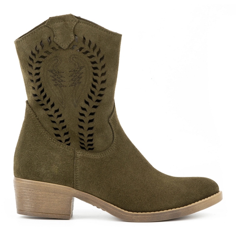 Olivier Cizme de dama ajurate cu toc inalt Angela verzi verde