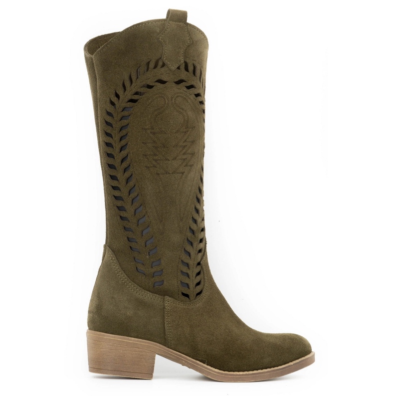 Olivier Cizme de dama din piele ajurata Carla verzi verde