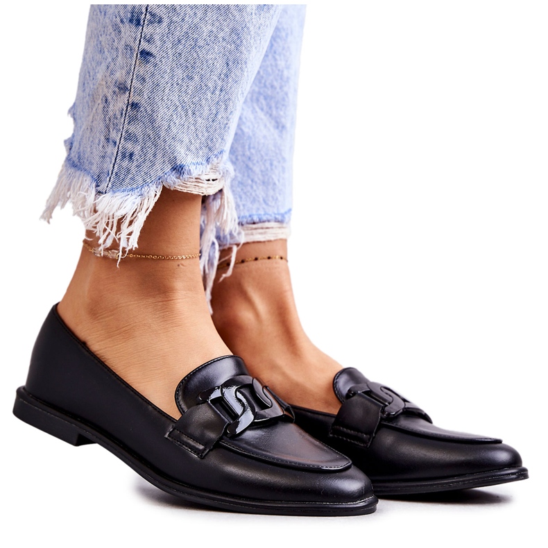 FB2 Mocasini de dama din piele cu decor Kerrie negru