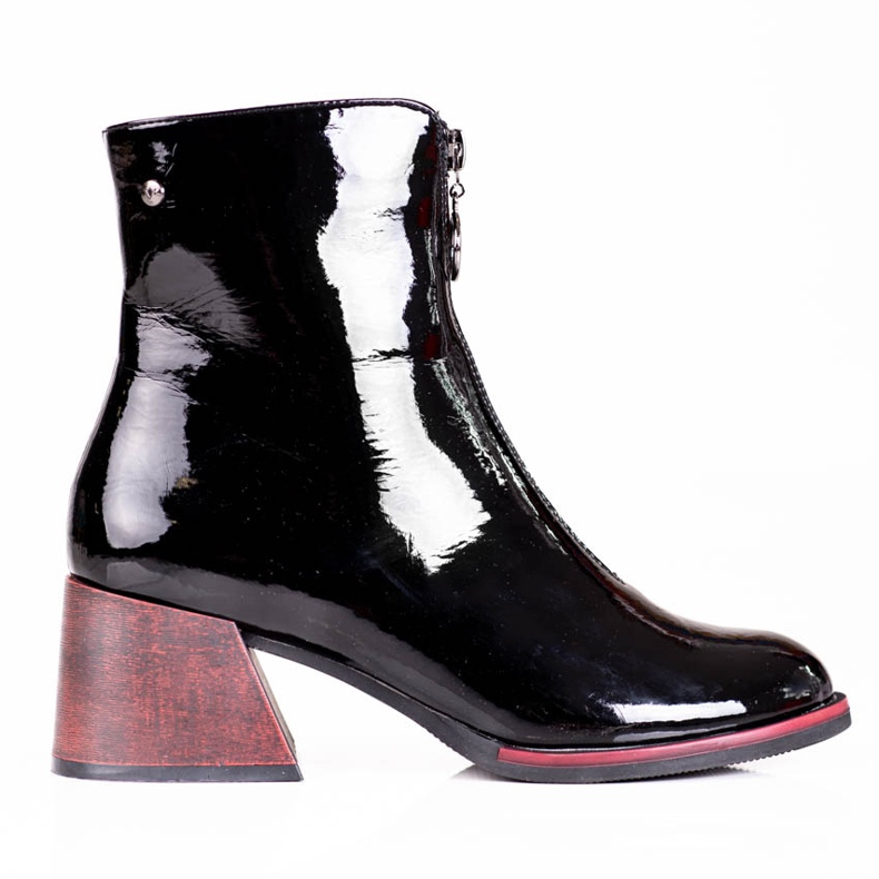 Cizme de dama patentate cu toc Vinceza stilat negru Cizme de dama patentate cu toc Vinceza stilat negru