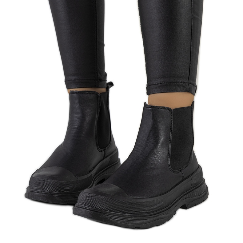 Cizme chelsea negre din piele ecologică de la Loree negru Cizme chelsea negre din piele ecologică de la Loree negru