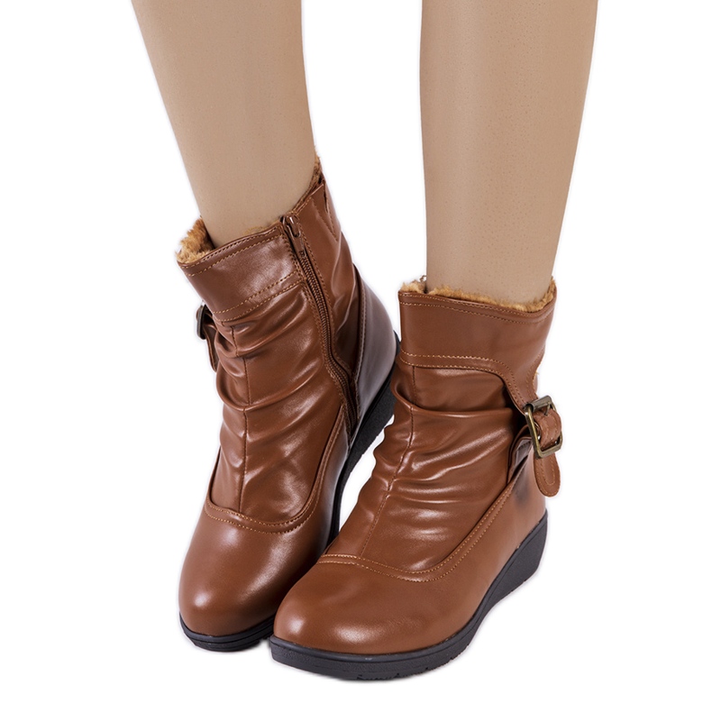 PA1 Botine maro cu pană cu cataramă Slater PA1 Botine maro cu pană cu cataramă Slater