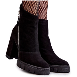Cizme din piele intoarsa la moda pe toc inalt Laura Messi 2509 negru