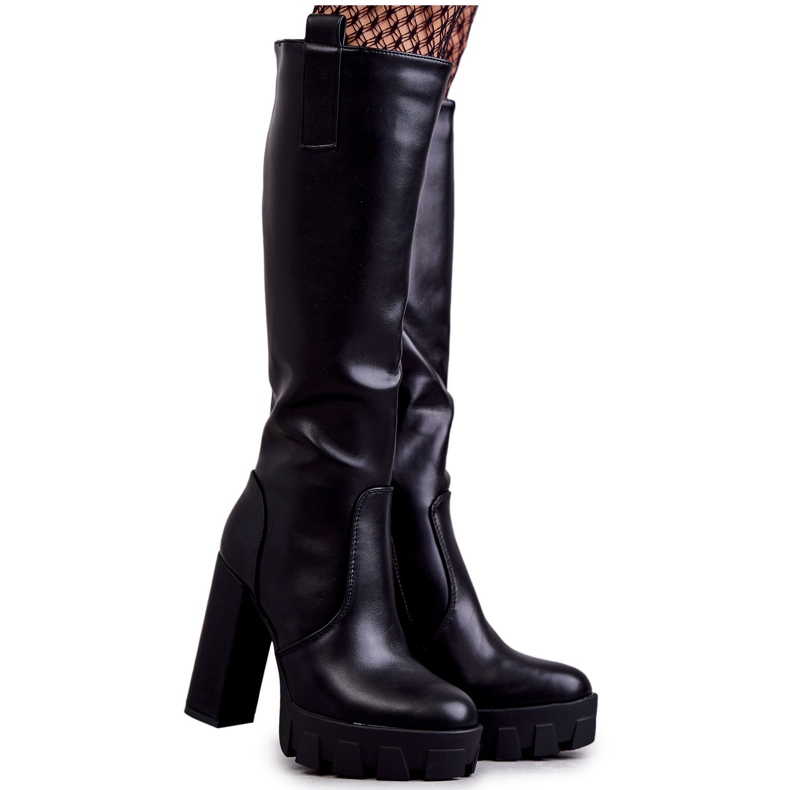 WS1 Cizme la modă din piele ecologică pe platforma Isabell neagră negru WS1 Cizme la modă din piele ecologică pe platforma Isabell neagră negru