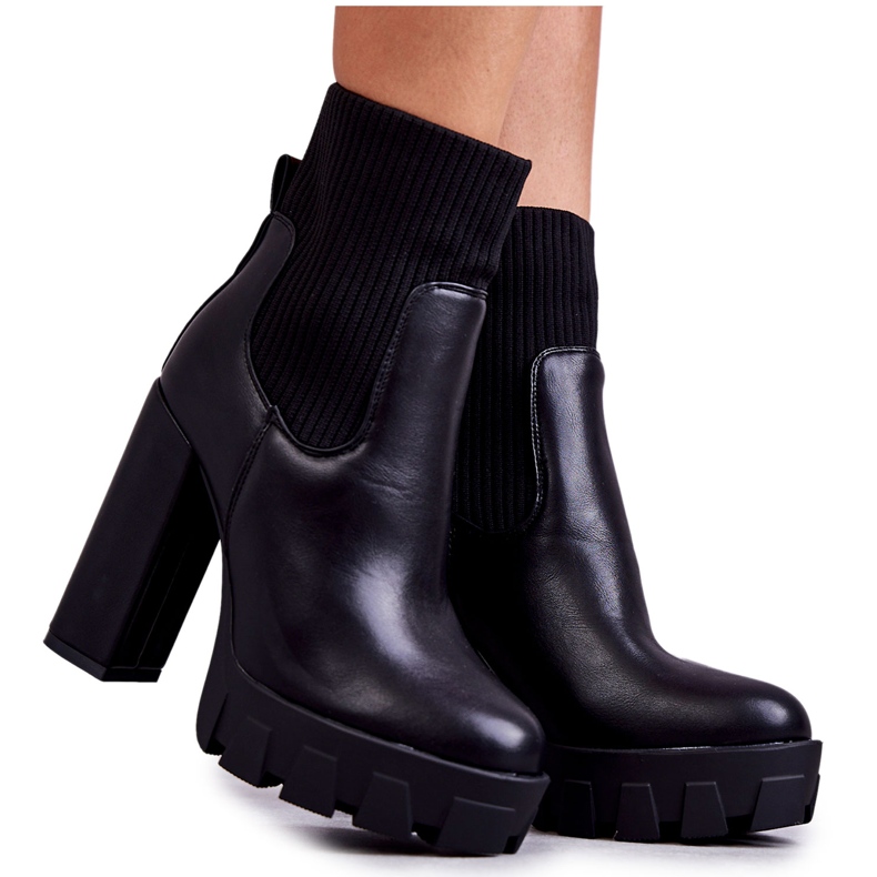 Cizme de damă din piele ecologică cu ciorap Negru Adalyn Cizme de damă din piele ecologică cu ciorap Negru Adalyn