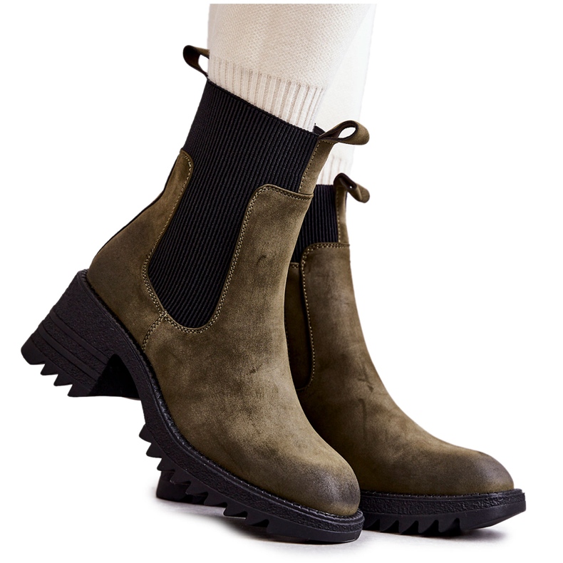 Cizme de damă verzi calde cu toc înalt Abella verde Cizme de damă verzi calde cu toc înalt Abella verde