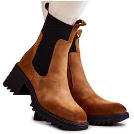 FE1 Cizme Călduțe De Damă Pe Toc Înalt Camel Abella maro FE1 Cizme Călduțe De Damă Pe Toc Înalt Camel Abella maro