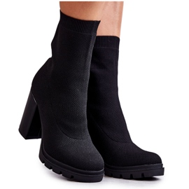 FB2 Botine de damă din material Black Louve negru