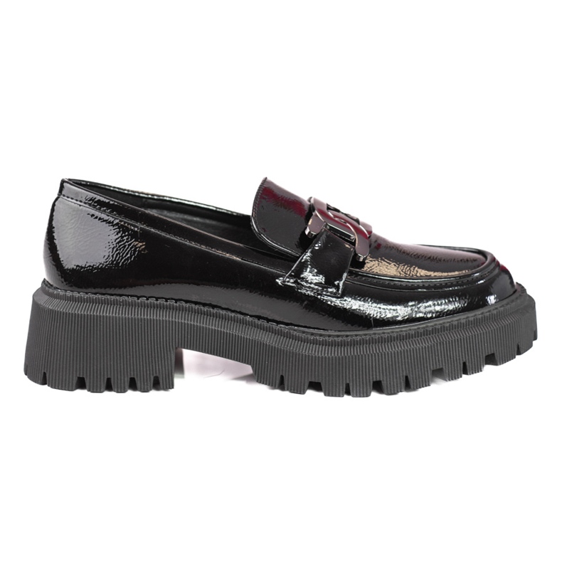 Mocasini de dama Black Shelovet din piele lacuita negru