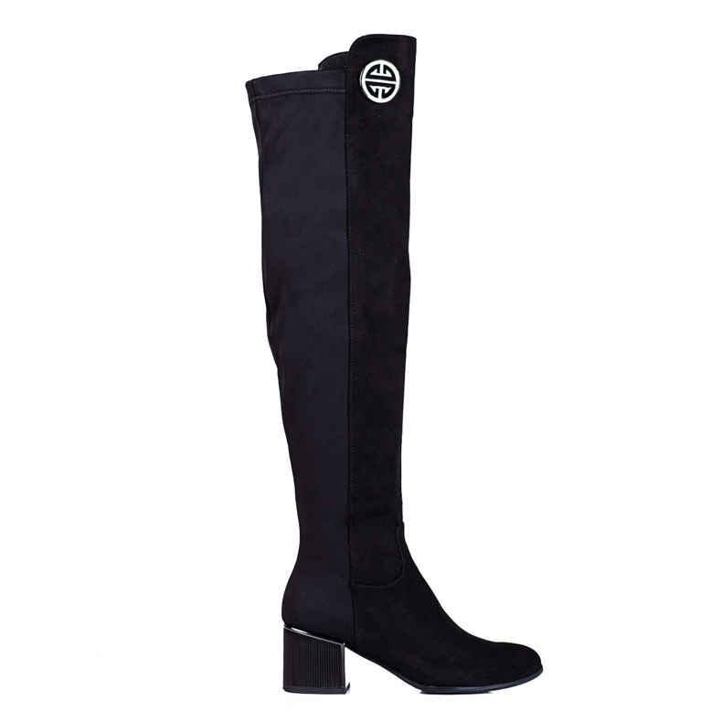 Cizme de damă Shelovet negre pe stâlp joase negru Cizme de damă Shelovet negre pe stâlp joase negru