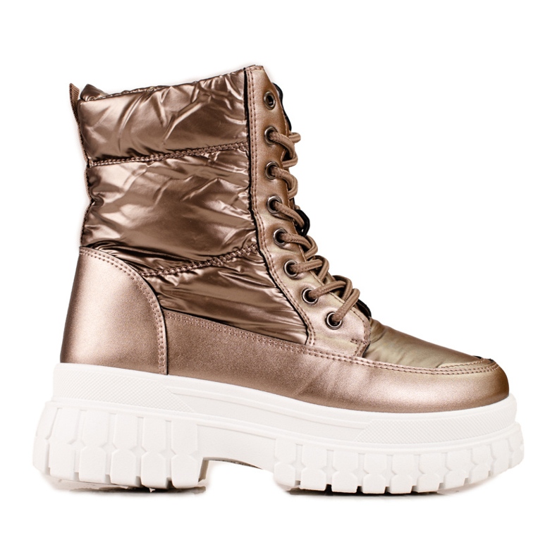 Cizme de zăpadă maro pentru damă cu șireturi Shelovet