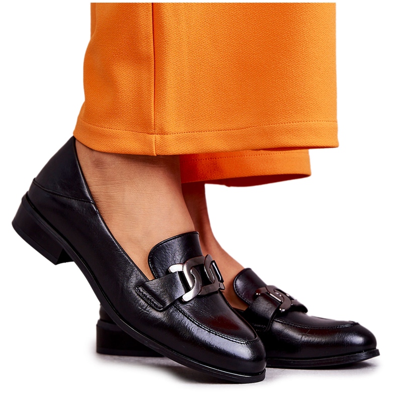 Vinceza Mocași din piele la modă Black Trine negru