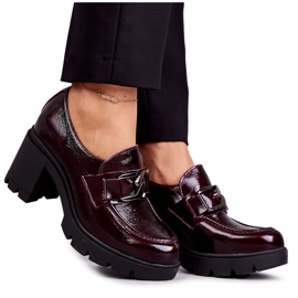 PL5 Pantofi eleganti pe pilon cu decor argintiu, Harmell visiniu roșu PL5 Pantofi eleganti pe pilon cu decor argintiu, Harmell visiniu roșu