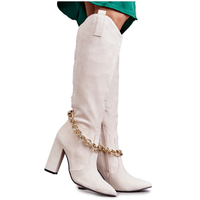 PG1 Cizme Călduțe De Damă De piele intoarsa Cu Lant Bej Deschis Jasmin PG1 Cizme Călduțe De Damă De piele intoarsa Cu Lant Bej Deschis Jasmin