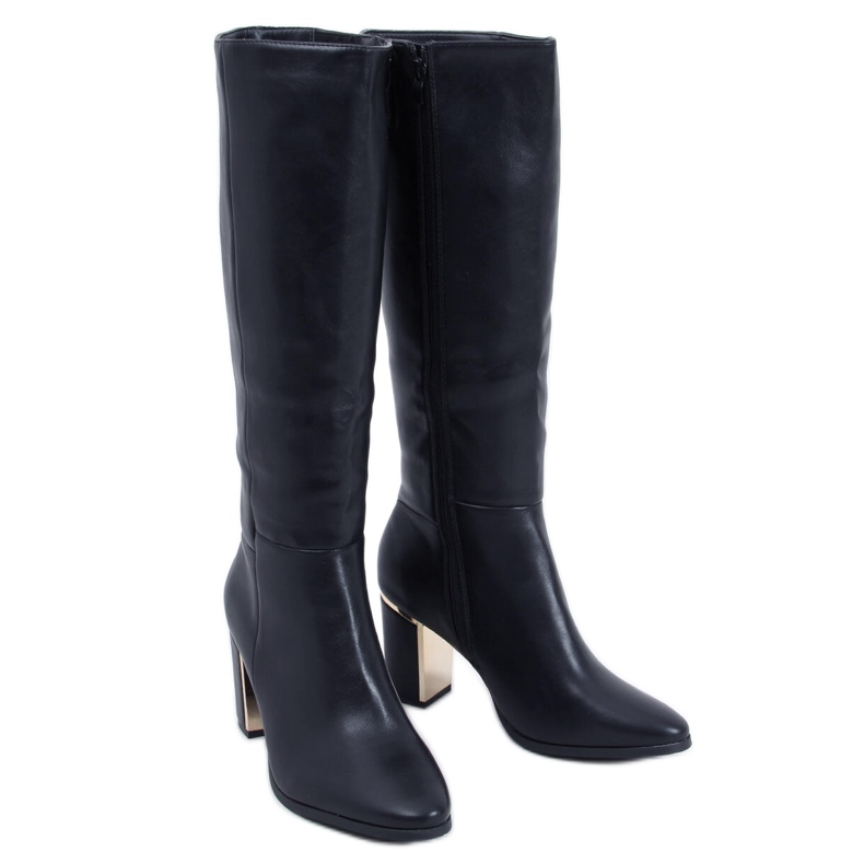 Leisha Cizme negre cu toc inalt negru