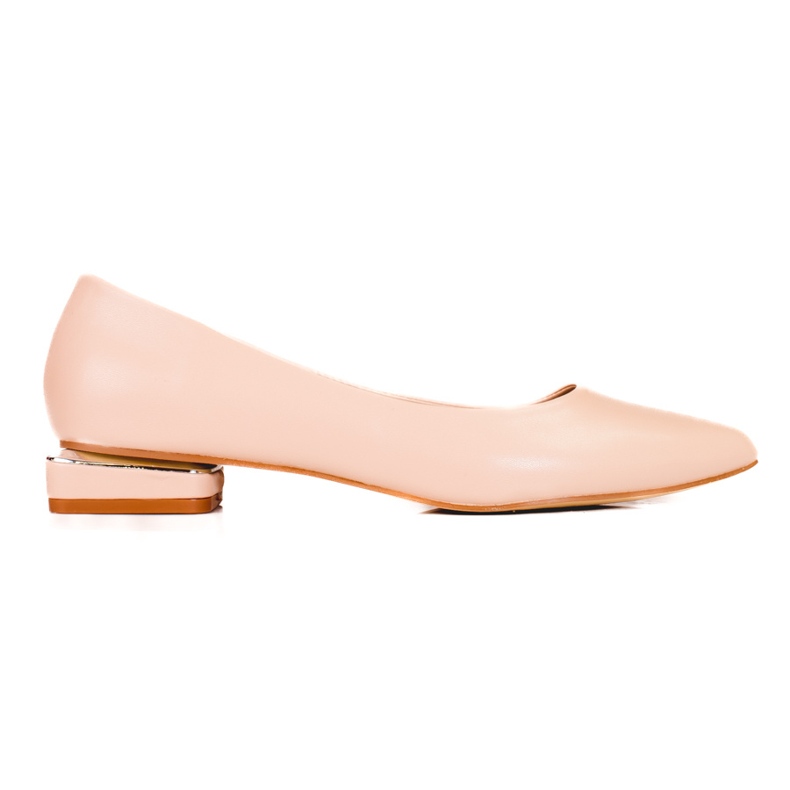 Pompe de damă bej cu toc mic Shelovet