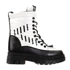 Genți izolante de damă pe platforma Vinceza în alb-negru