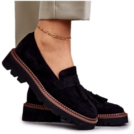 Vinceza Pantofi de damă din piele intoarsa pe platforma neagra Unni negru