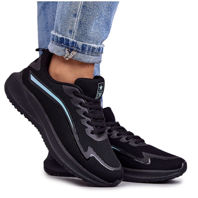 Pantofi sport la modă de damă pantofi sport negri Ida negru