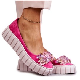 PA2 Balerini din piele intoarsa pe platforma cu ornament ladette fucsia roz PA2 Balerini din piele intoarsa pe platforma cu ornament ladette fucsia roz