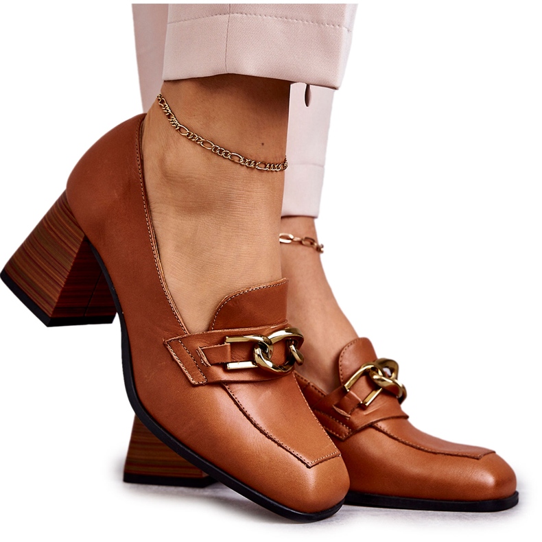 Pompi Piele Cu Lant Laura Messi 2514 Camel maro